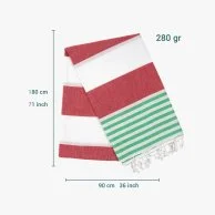 Turkish Peshtemal Beach Towels - X Mas Green- Red By Laislabonita