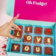 Valentine's Box of 12 Brownies 'I Love You' by Oh Fudge