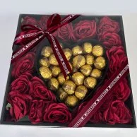 Valentine's Chocolate and Artificial Roses Box by Eclat