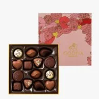 صندوق شوكولاتة عيد الحب الذهبي من جوديفا (14 قطعة) 