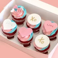 Valentines Red Velvet Cupcakes Box of 6 by Pastel Cakes