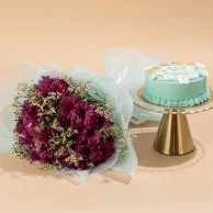 Violet Cherry Blossom Bouquet with Five Star Dad Cake by Bakery & Company