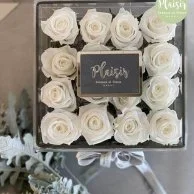 Vip Acrylic Square White Infinity Roses By Plaisir