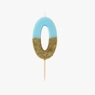 We Heart Birthday Glitter Number Blue Candle '0' by Talking Tables