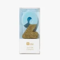 We Heart Birthday Glitter Number Blue Candle '2' by Talking Tables