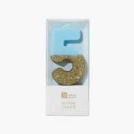 We Heart Birthday Glitter Number Blue Candle '5' by Talking Tables