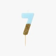 شمعة زرقاء جليتر لعيد ميلاد برقم '7' من توكينج تيبلز