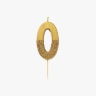 We Heart Birthday Glitter Number Gold Candle '0' by Talking Tables