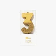 We Heart Birthday Glitter Number Gold Candle '3' by Talking Tables