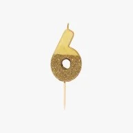 We Heart Birthday Glitter Number Gold Candle '6' by Talking Tables