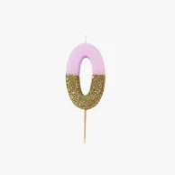 We Heart Birthday Glitter Number Pink Candle '0' by Talking Tables