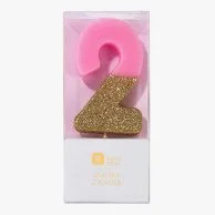 We Heart Birthday Glitter Number Pink Candle '2' by Talking Tables
