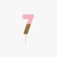 We Heart Birthday Glitter Number Pink Candle '7' by Talking Tables