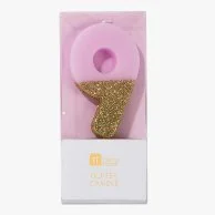 We Heart Birthday Glitter Number Pink Candle '9' by Talking Tables