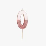 We Heart Birthday Glitter Number Rose Gold Candle '0' by Talking Tables