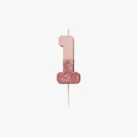 We Heart Birthday Glitter Number Rose Gold Candle '1' by Talking Tables