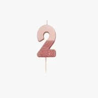 شمعة روز جولد جليتر لعيد ميلاد برقم '2' من توكينج تيبلز