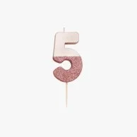 We Heart Birthday Glitter Number Rose Gold Candle '5' by Talking Tables