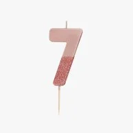 شمعة روز جولد جليتر لعيد ميلاد برقم '7' من توكينج تيبلز