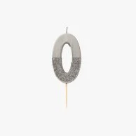 We Heart Birthday Glitter Number Silver Candle '0' by Talking Tables