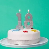 We Heart Birthday Glitter Number Silver Candle '8' by Talking Tables