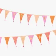 We Heart Birthday Pink Fabric Embroidered Bunting 3meters by Talking Tables