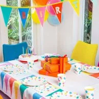 We Heart Birthday Rainbow Fabric Table Cover by Talking Tables