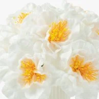 White Carnations Artificial Flower Mini Arrangement in Ceramic Vase