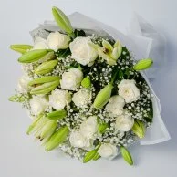 White Roses & Lilies Hand Bouquet