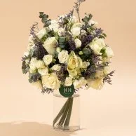 White with Splash of Purple Flower Arrangement