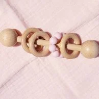 Wooden Teething Rattle - Pink by Ark Children