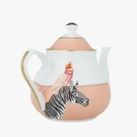 Zebra & Pink Cockatoo Teapot by Yvonne Ellen