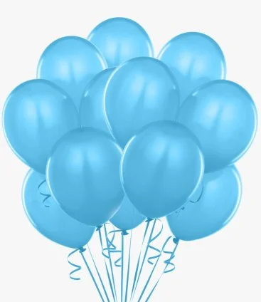 12 Pale Blue Helium Latex Balloons