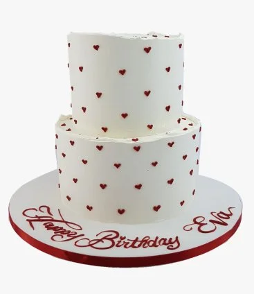 2-tiered Minimalist Hearts Cake by Cake Social