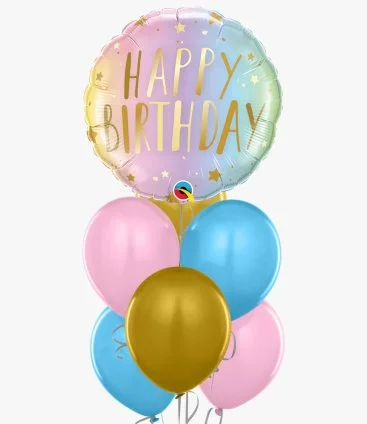 Birthday Pastel Ombre & Stars Colorful Balloon Bundle