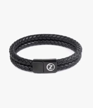 Black Wide Leather Bracelet by ZUS
