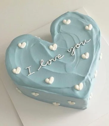 Blue Heart Shaped Cake