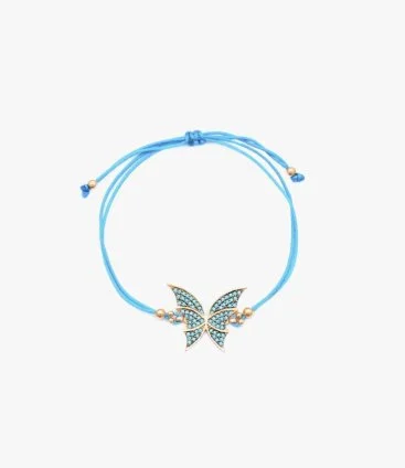 Celestial Butterfly Wings Fabric Chain Bracelet Encrusted with Genuine Zirconi by NAFEES