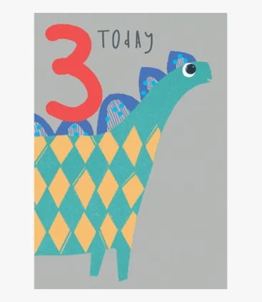 بطاقة معايدة ديناصور 3 اليوم من كوكي ستيكس