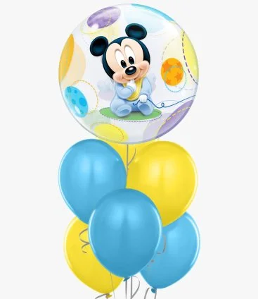 Disney Baby Mickey Mouse Yellow & Blue Bubble Balloon Bubble