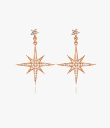 Hexagonal Pattern Earrings With Genuine Zircon by NAFEES