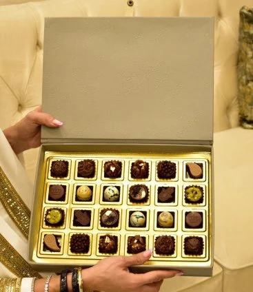 Elegant Leather Chocolate Box by Victorian - Grey