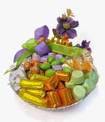 Floral Purple and Orange Easter Basket by Chez Hilda