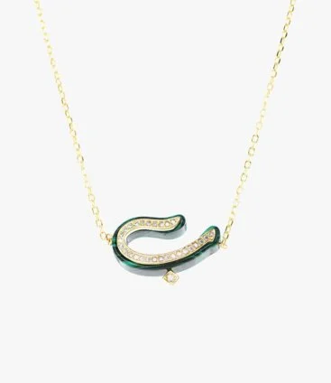 Green Arabic Letter B Necklace by Nafees