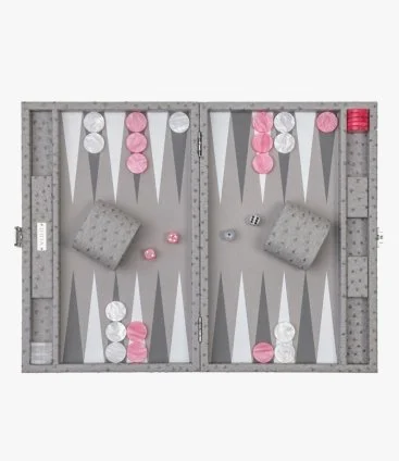 Grey Ostrich Medium Backgammon by VIDO Backgammon