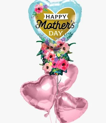 Happy Mother's Day Pink Heart Balloon Bundle