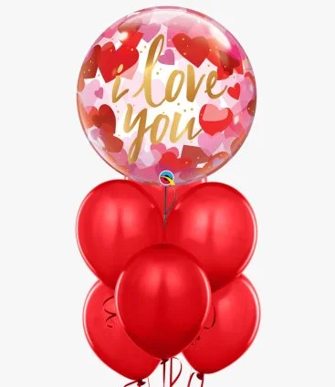 I Love You Paper Hearts Bubble Balloon Bundle
