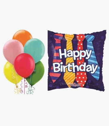 Happy Birthday to You Balloon and 6 Colorful Balloons