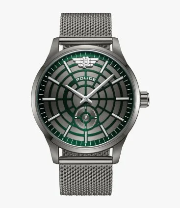Jet Men's Watch with Grey Stainless Steel Bracelet & Grey & Green Dial by Police