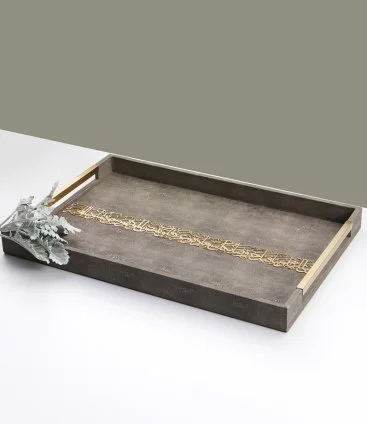 Leather Tray From Joud – Grey